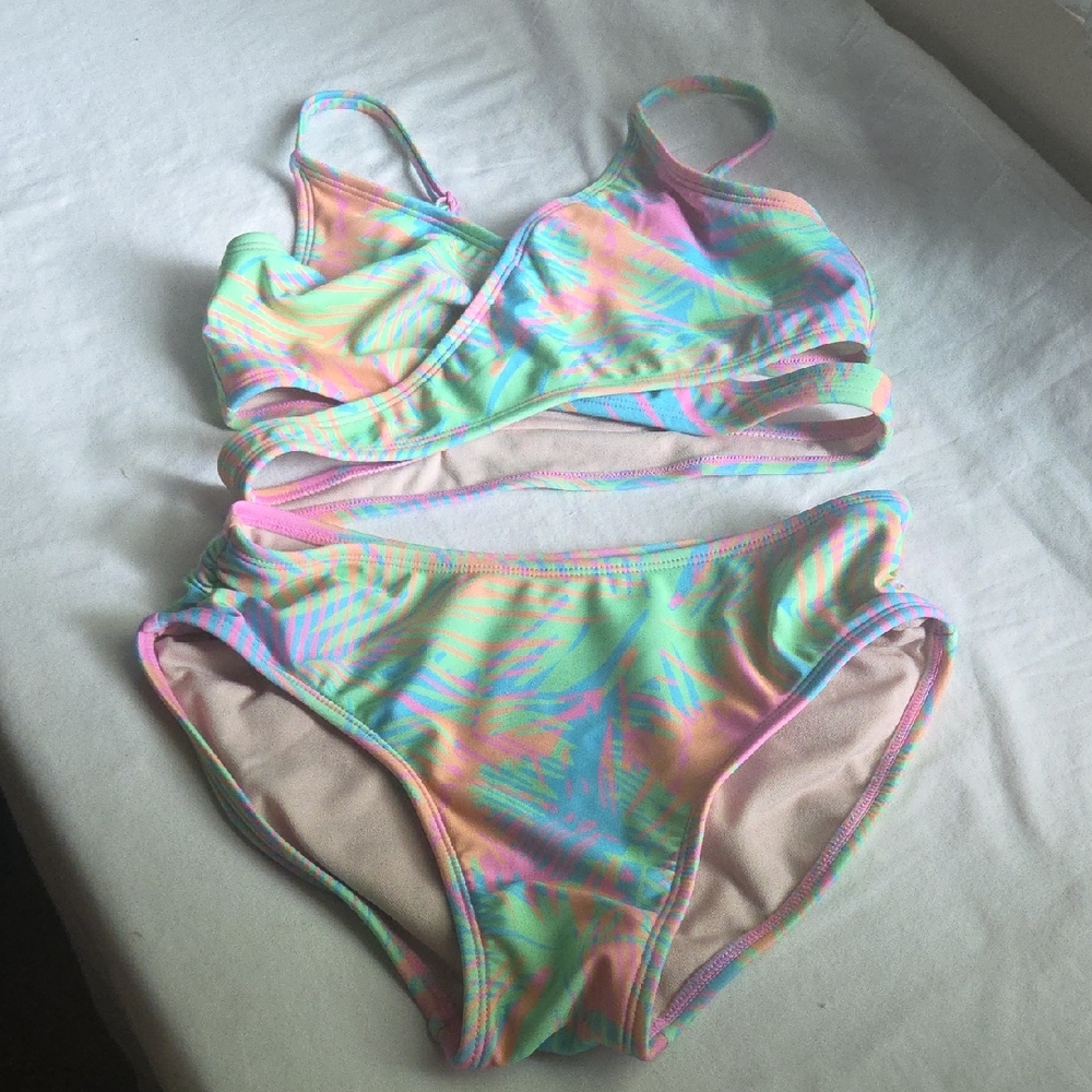 Art Class Multicolor Palm Print Bikini